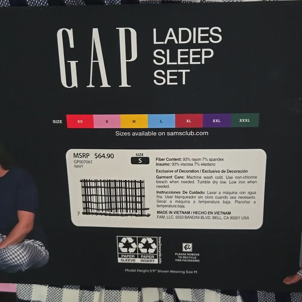 GAP Women's Checkered Sleepwear Set - Black and White - Picture 3 of 4